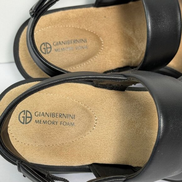 Giani Bernini Cassey Wedge Sandles Womens Sz 6M Black Memory Foam Flatform - Picture 7 of 10